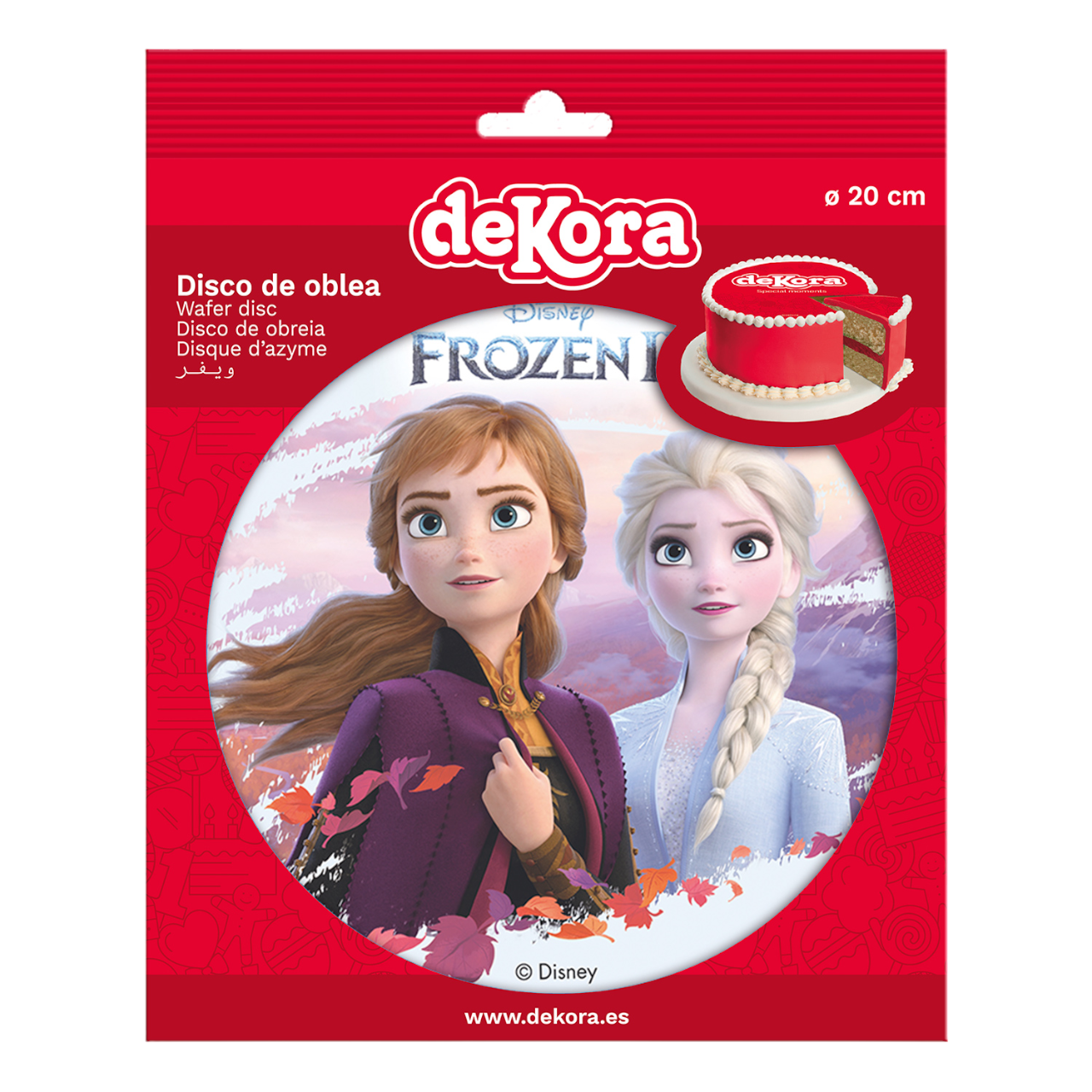 Tortenaufleger Wafer rund - Frozen Elsa & Anna - 20 cm - Dekora